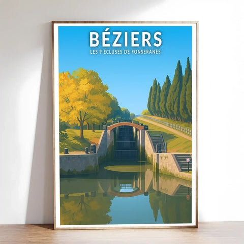 Affiche - Béziers - Les 9 Écluses de Fonseranes