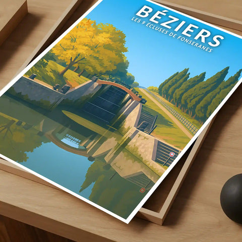 Affiche - Béziers - Les 9 Écluses de Fonseranes
