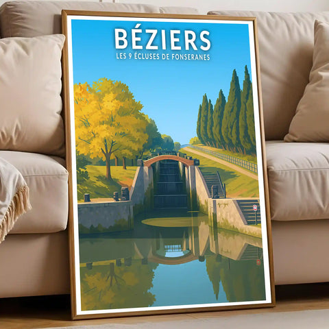 Affiche - Béziers - Les 9 Écluses de Fonseranes