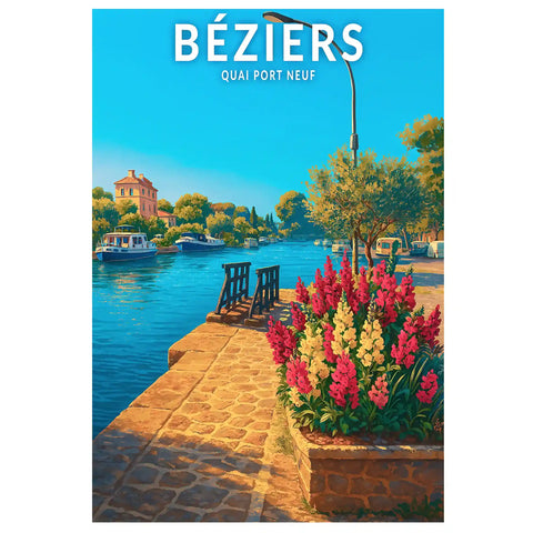 Affiche - Béziers - Quai Port neuf