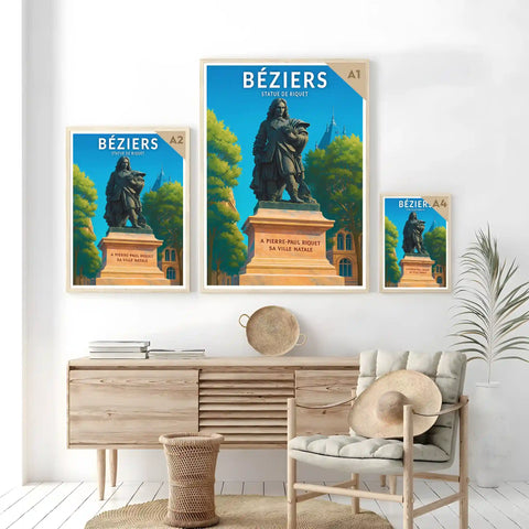 Affiche - Béziers - Statue de Riquet