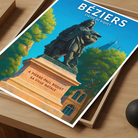 Affiche - Béziers - Statue de Riquet