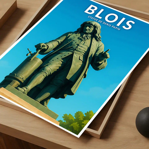 Affiche - Blois - Statue de Denis Papin