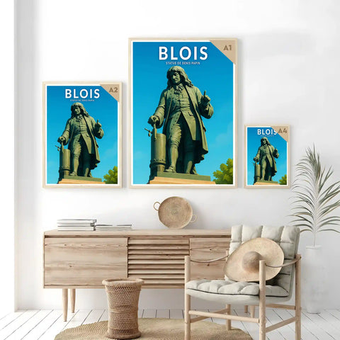 Affiche - Blois - Statue de Denis Papin