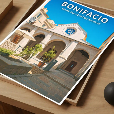 Affiche - Bonifacio - Église Sainte-Marie-Majeure