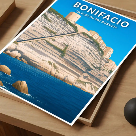 Affiche - Bonifacio - Escalier du Roy d'Aragon
