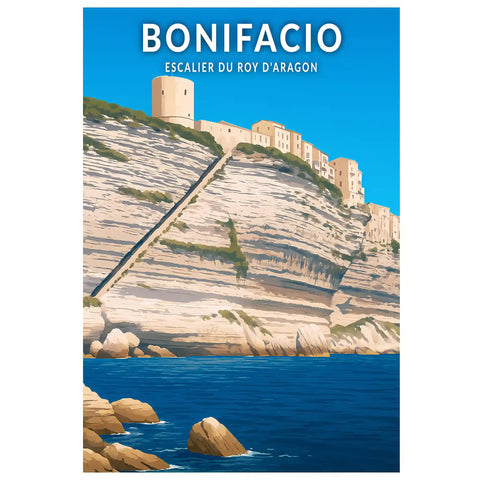 Affiche - Bonifacio - Escalier du Roy d'Aragon