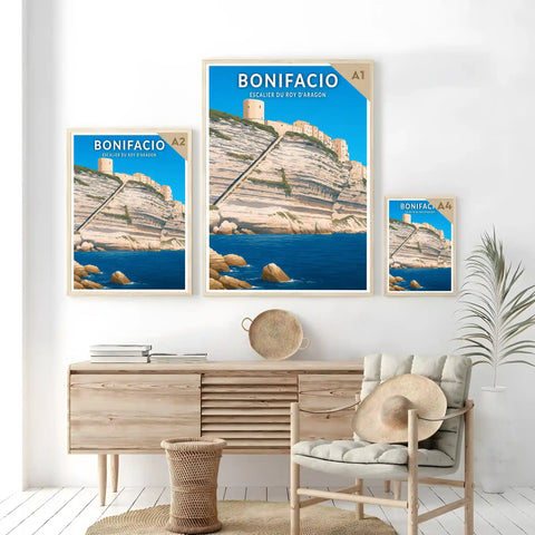 Affiche - Bonifacio - Escalier du Roy d'Aragon