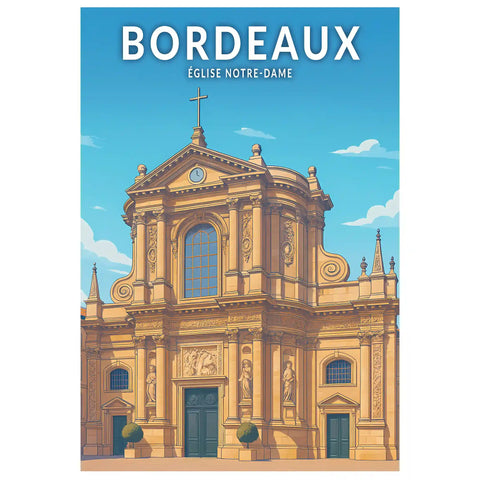 Affiche - Bordeaux - Église Notre-Dame