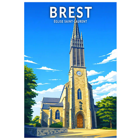 Affiche - Brest - Église Saint-Laurent