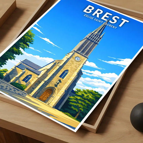 Affiche - Brest - Église Saint-Laurent