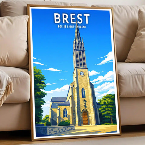 Affiche - Brest - Église Saint-Laurent