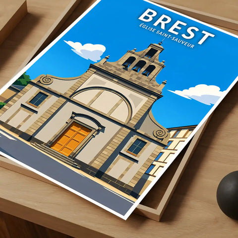 Affiche - Brest - Église Saint-Sauveur