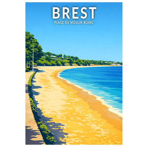 Affiche - Brest - Plage du Moulin Blanc