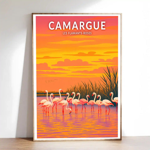 Affiche - Camargue - Les Flamants-Roses