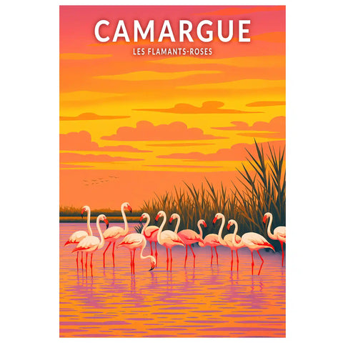 Affiche - Camargue - Les Flamants-Roses