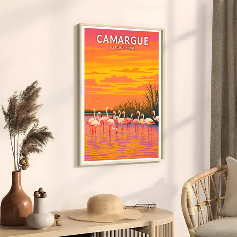 Affiche - Camargue - Les Flamants-Roses