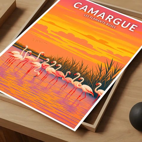 Affiche - Camargue - Les Flamants-Roses