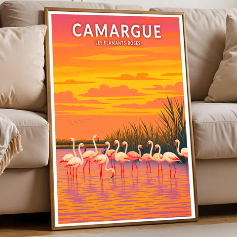 Affiche - Camargue - Les Flamants-Roses