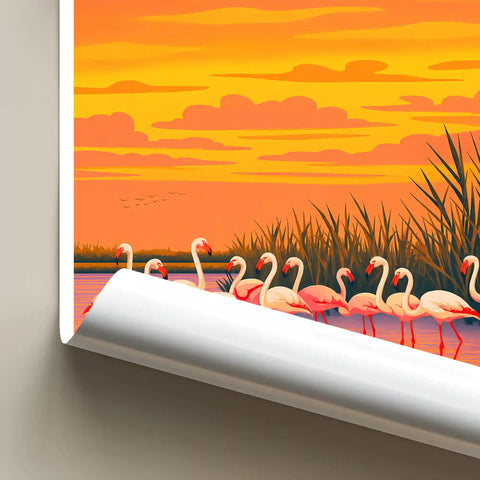 Affiche - Camargue - Les Flamants-Roses