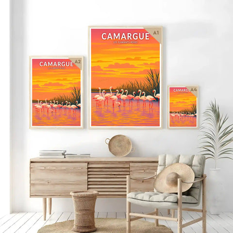 Affiche - Camargue - Les Flamants-Roses