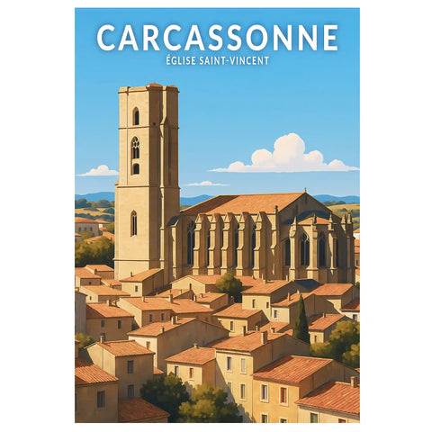 Affiche - Carcassonne - Église Saint-Vincent