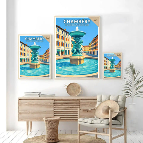 Affiche - Chambéry - Fontaine de la Place Saint-Léger