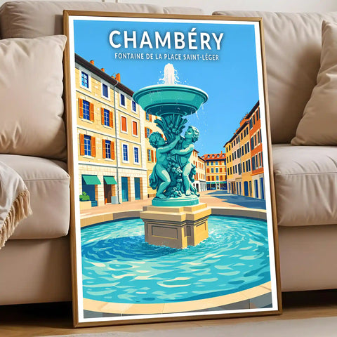 Affiche - Chambéry - Fontaine de la Place Saint-Léger