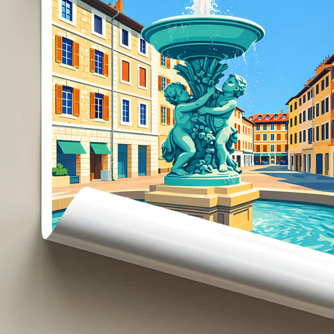 Affiche - Chambéry - Fontaine de la Place Saint-Léger