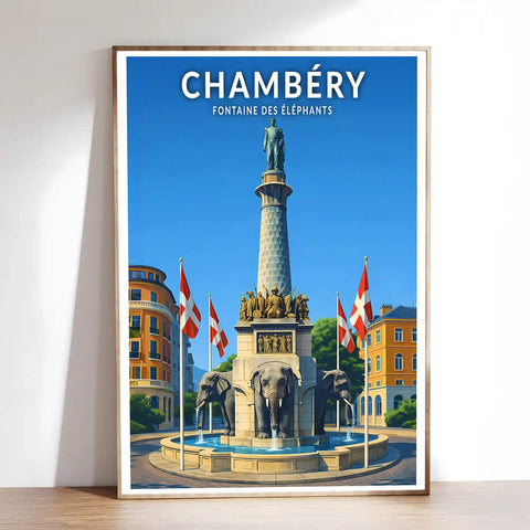 Affiche - Chambéry - Fontaine des Éléphants