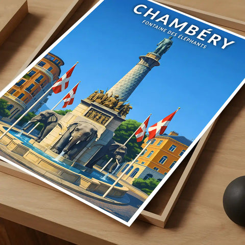 Affiche - Chambéry - Fontaine des Éléphants