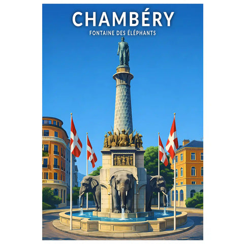 Affiche - Chambéry - Fontaine des Éléphants