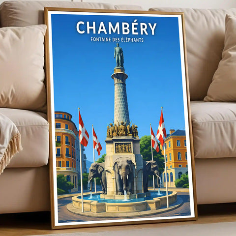 Affiche - Chambéry - Fontaine des Éléphants