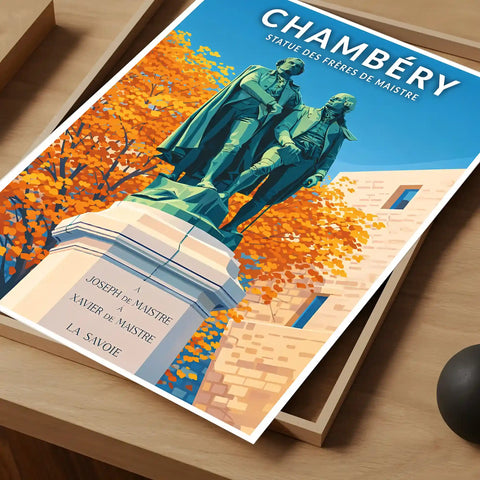 Affiche - Chambéry - Statue des Frères de Maistre