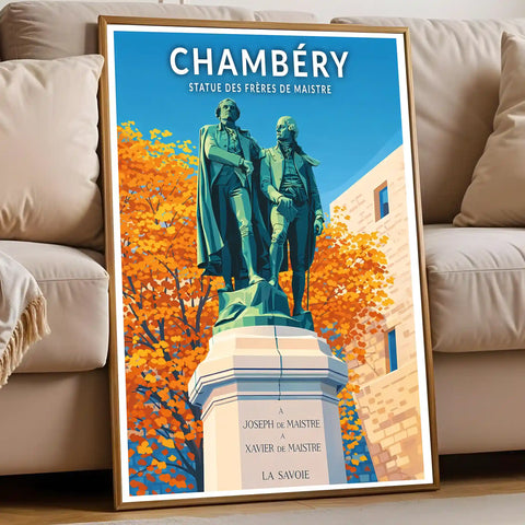 Affiche - Chambéry - Statue des Frères de Maistre