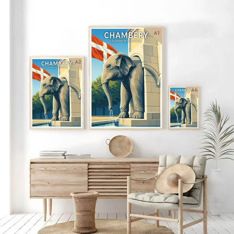 Affiche - Chambéry - l'Éléphant de la Fontaine