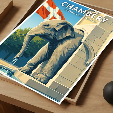 Affiche - Chambéry - l'Éléphant de la Fontaine
