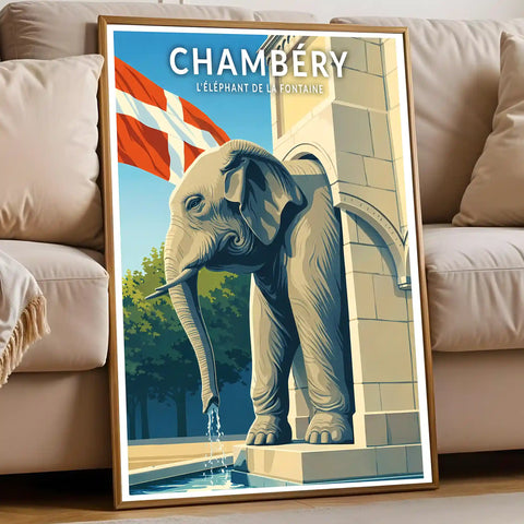Affiche - Chambéry - l'Éléphant de la Fontaine