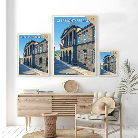 Affiche - Clermont-Ferrand - Hôtel de Ville