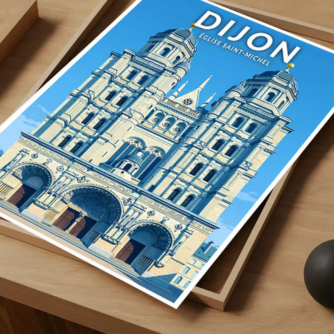 Affiche - Dijon - Église Saint-Michel