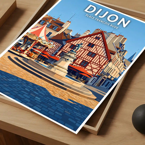 Affiche - Dijon - Place François Rude