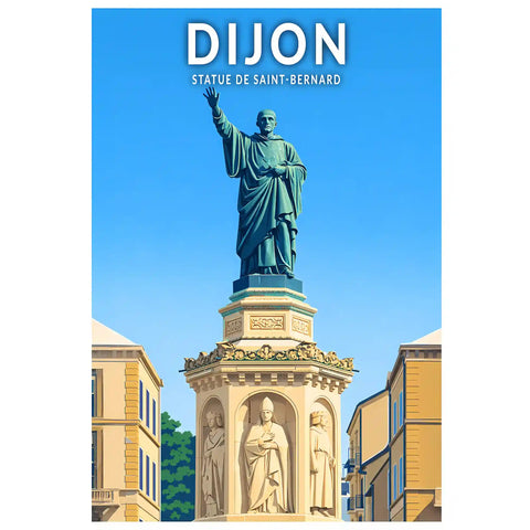 Affiche - Dijon - Statue de Saint-Bernard