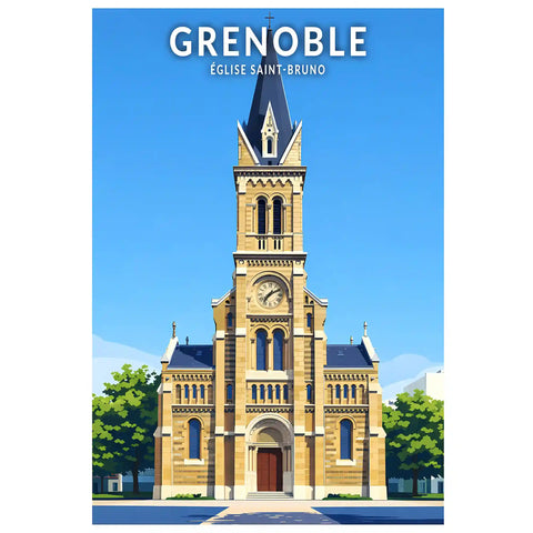 Affiche - Grenoble - Église Saint-Bruno