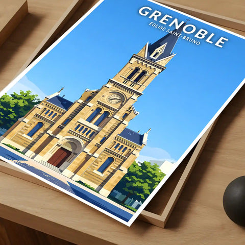 Affiche - Grenoble - Église Saint-Bruno