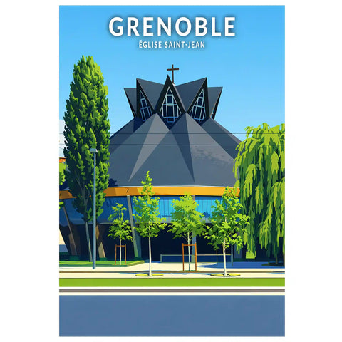 Affiche - Grenoble - Église Saint-Jean