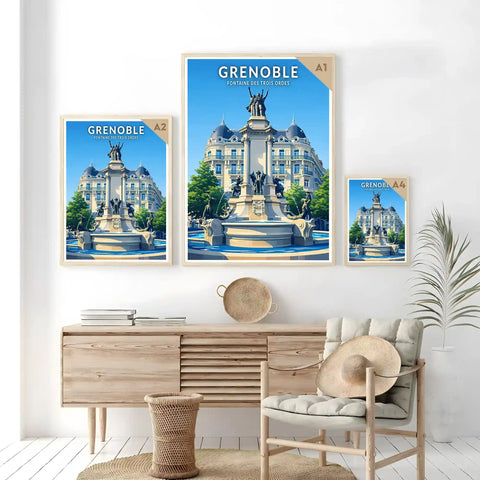 Affiche - Grenoble - Fontaine des Trois Ordes
