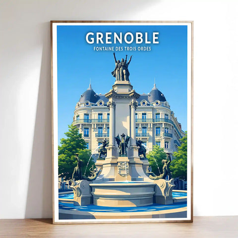 Affiche - Grenoble - Fontaine des Trois Ordes