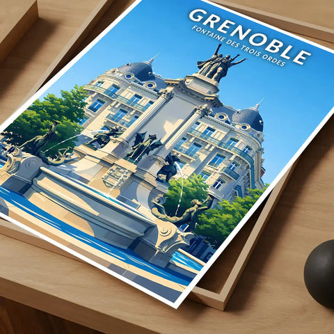Affiche - Grenoble - Fontaine des Trois Ordes