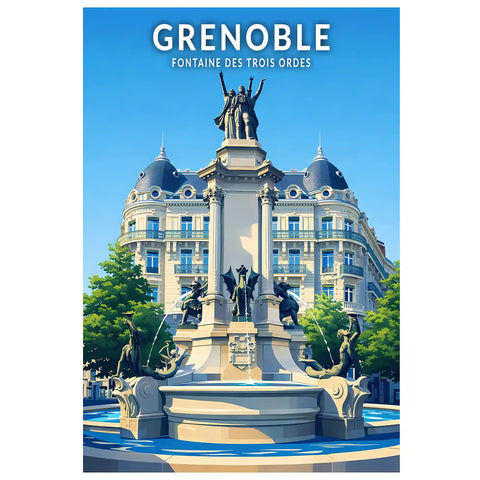Affiche - Grenoble - Fontaine des Trois Ordes