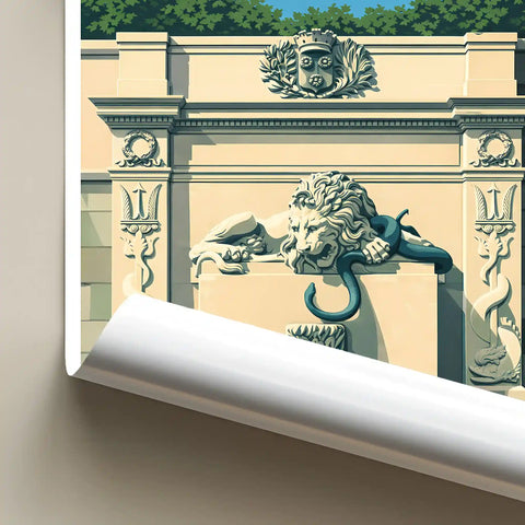 Affiche - Grenoble - Fontaine du Lion et du Serpent